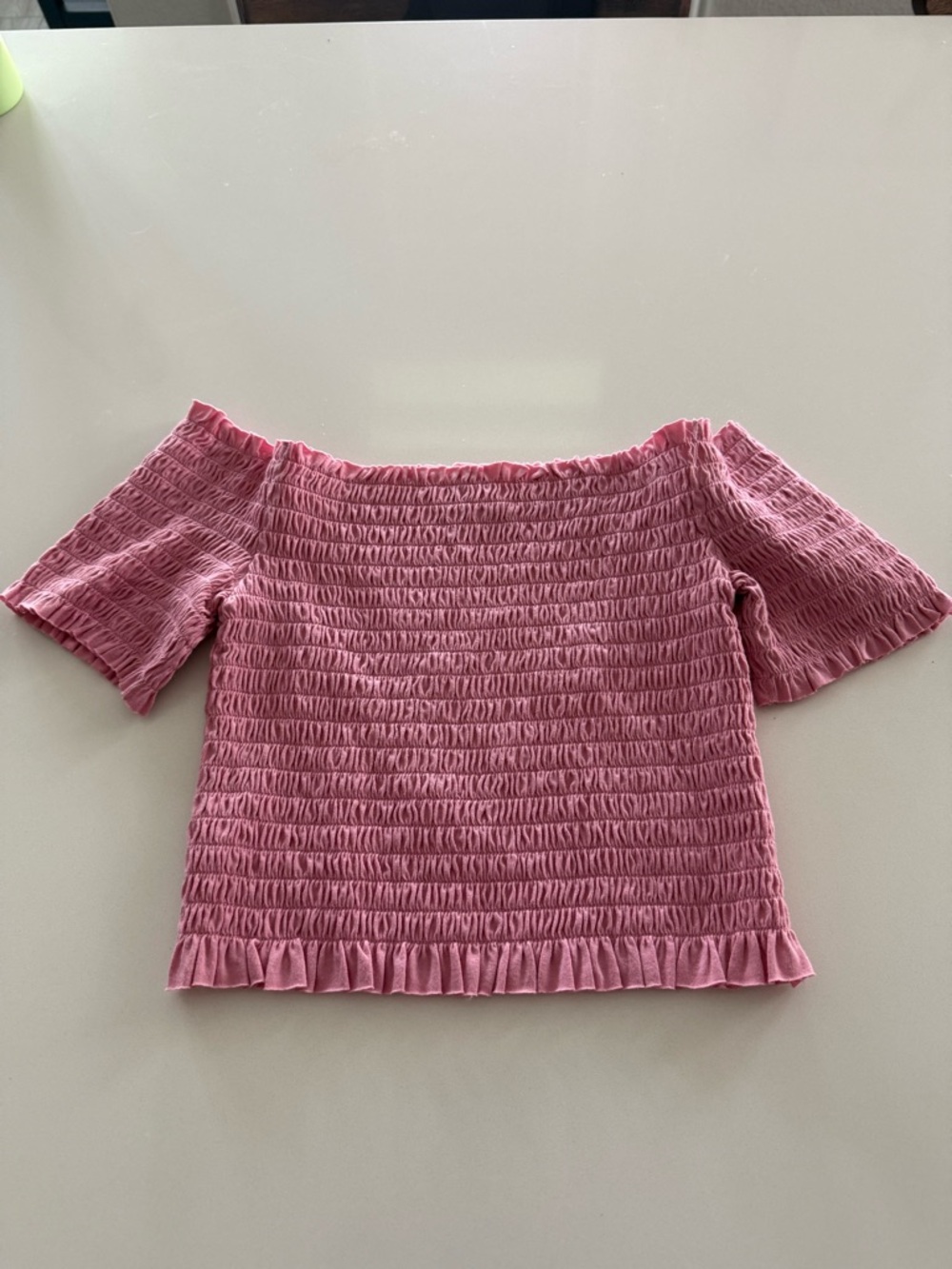 wild fable Pink Smocked Off-Shoulder Crop Top